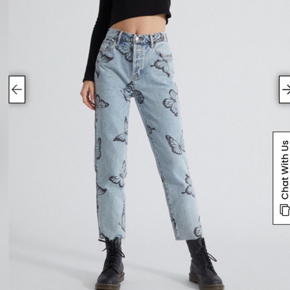 PacSun Eco Butterfly High Waisted Straight Leg Jeans - Picture 1 of 8